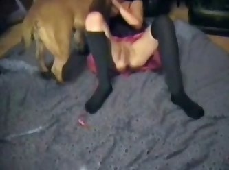 Her Brother Bucked Into Her Face And Her Dog Slurped Into Her Cunt Hole.