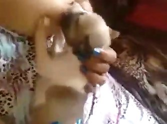 85253 Woman Breastfeeding Little Puppy