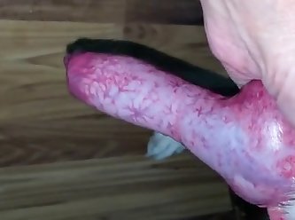 Mature Woman Handjob Dog Drips Cum